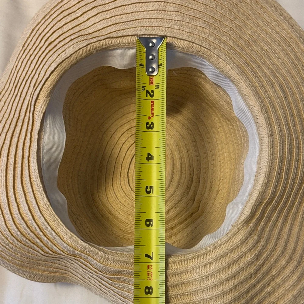 Gymboree Tan Straw Hat with White Ribbon